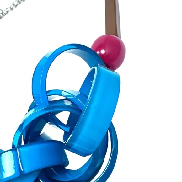 Rare Zenzii designer blue Acrylic chain statement necklace - Picture 6 of 6
